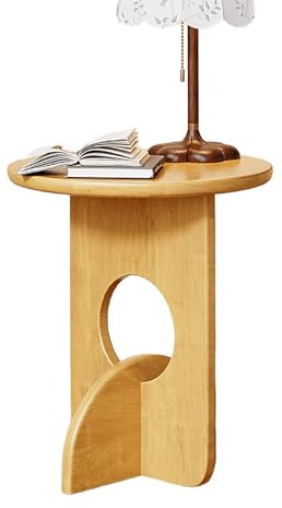 JinZao Moderner Beistelltisch Couch, Couchtisch Rund Klein Aus Holz, Wohnzimmer-Nachttisch, Tischplatte Und Untergestell Aus Kautschukholz, Hohe Tragkraft, Stabile Konstruktion(C)