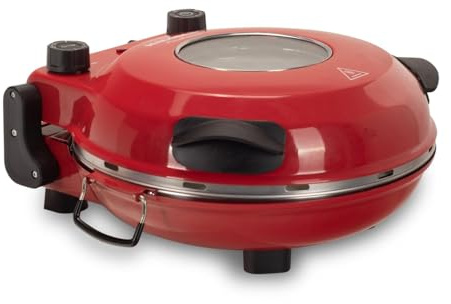 Hausberg Pizzaofen HB-675RS mit Pizzastein – XL Spezialofen mit Temperaturregler bis 405 °C, 30 cm Ø, 15-Minuten-Timer, 1400 W Leistung – Perfekt für knusprige Pizza wie aus der Pizzeria