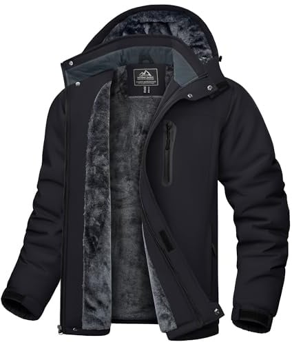 Cavva Snowboardjacke Herren Windicht Winterjacke Arbeitsjacke Gefütterte Ski Jacken Herren Warm Winter Wandernjacke Schwarz M