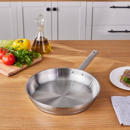 Karaca Elite 30 cm Stainless Steel Induction Frying Pan – PFOA‑Free 18/10 Cookware, Dishwasher Safe, Silver Finish