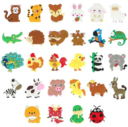 28 Stück Kühlschrankmagnete Kinder, Kühlschrank Magnete Kinder, Lustiges Magnetspielzeug ab 1 Jahr, Tiere Magnete für Magnettafel, Zuhause, Klassenzimmer, Lernspielzeug