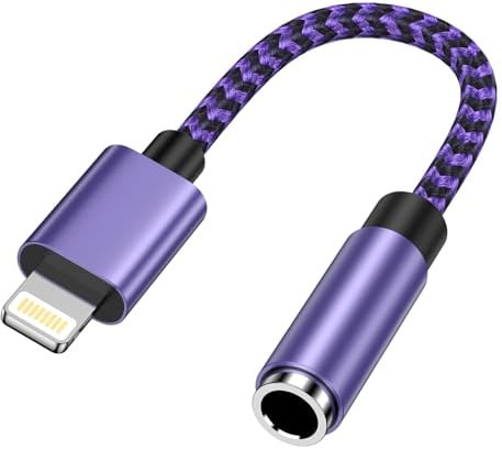 Adattatore da Lightning a jack da 3,5 mm, certificato MFi, adattatore jack per cuffie, adattatore Dongle Aux, cavo audio compatibile con iPhone 14 Pro Max/14 Plus/14/13/12/11/SE/X/XS/XR/8