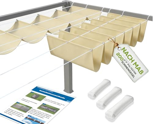 HaiTaoSy Tenda da sole retrattile a onda con occhielli, 1x3,5m - tenda a onde su misura, impermeabile, 95% di protezione UV, protezione solare resistente alle intemperie per terrazzo, pergola