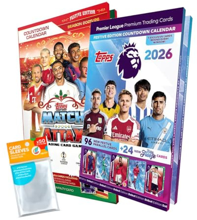 Bundle mit Topps Doppelpack Match Attax Champions League 2025/26 + Premier League 2026 Adventskalender + Exklusive Collect-it Hüllen