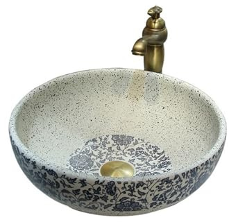 Lavabo Lavabo redondo de cerámica 40 cm diámetro for baño, estilo antiguo, for balcón o inodoro Lavamanos