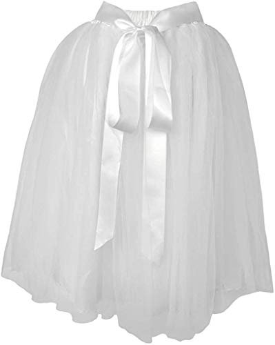 Dancina Damen Tutu A-Linie Knie Länge Tüllrock Weiß Gr. 36-40