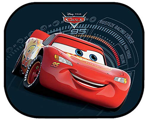 R.A.E Set mit 2 Sonnenblenden für Auto 44 x 35 cm für Kinder + 1 PC Aufkleber Ersatzteile Europa (Cars - Lightning McQueen)