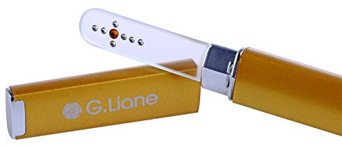 G.Liane Glas Maniküre Feile Mit Swarovski Kristallen Premium Qualität Doppelseitige Kristall Glasnagelfeile Aus Gehärteten Glas Mit Etui – Gesunde Nagelpflege Für Frauen Männer -Design (GOLD CROSS)