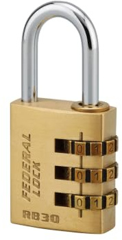 THIRARD - Cadenas à Combinaison RB - 30 mm - Laiton Monobloc - 3 Chiffres - Anse en Acier Nickelé - Idéal pour Armoires et Vestiaires - Sécurité Renforcée - Modifiable - Jaune