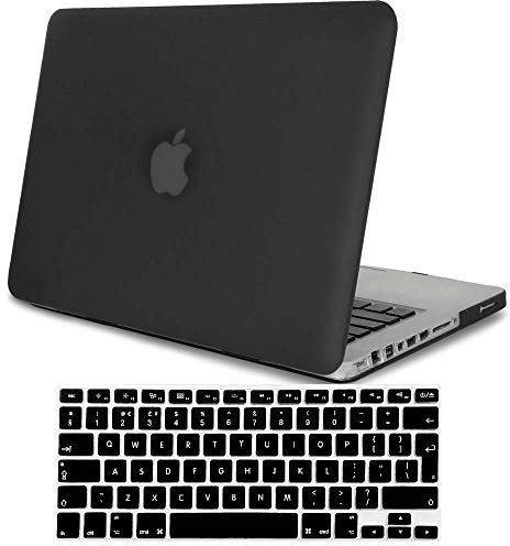 FINDING CASE Bundle 2 In 1 Rubberized Matte Plastic hard Shell Case for Macbook Pro 13 Inch CD-ROM (non-retina) A1278 with CD-ROM + UK/EU layout Silicone Keyboard Case (Black)