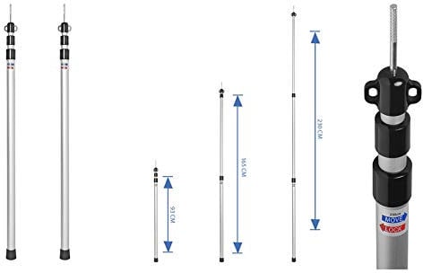 ProPlus 2 STK Teleskop Zeltstange 93-230 cm Alu 3 Größen einstellbar