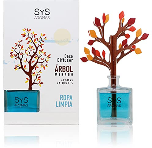 SYS Aromas Ambientador Decorativo Árbol - Fragancia Duradera a Ropa Limpia - Aromatizador para Hogar, Oficina y Baño - 90 ml