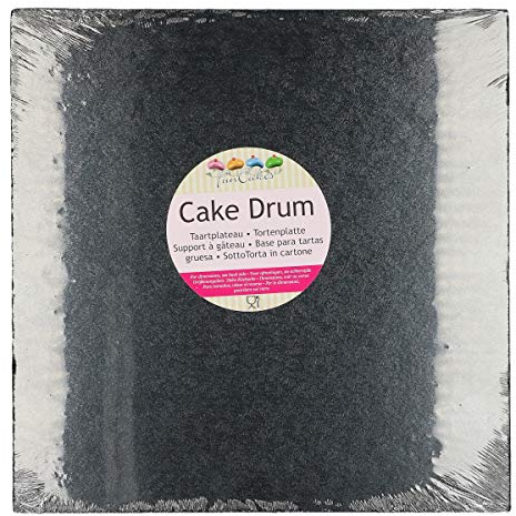 FunCakes FC1630VK Cake Board-Quadratische Kuchenplatte in der Farbe Schwarz-mehrmals verwendbar-30,5cm, Papier