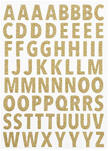Hobbyfun Glitzer-Sticker Buchstaben, Gross, Silber, Bogen ca. 11 x 20 cm Gold