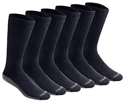 Dickies Men's Dri-Tech Moisture Control Max Full Cushion Crew Socks, Available in M-XL (6, 12 Pairs), Black (6 Pairs), Large