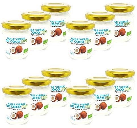 Lot 12x Huile vierge de coco BIO - pot 225ml