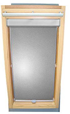 Rollo für VELUX Dachfenster THERMO Alu-Rückseite Abdunkelung Komfort Premium für TYP GGL/GPL - 306 oder M06 - Farbe Silber-Grau - BLENDE + Haltekrallen - KLICK Montage