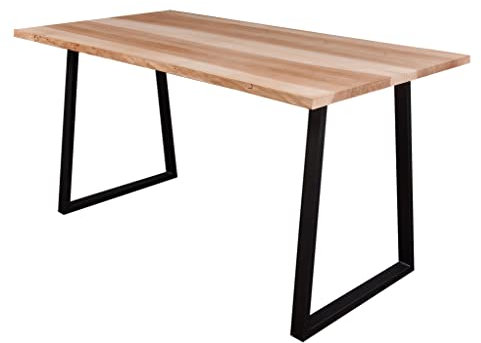 Exim Welt Esszimmertisch Massivholz - Esstisch Baumkante - Baumkantentisch, Tischplatte (Mittlere Biegung, Eiche, 82 x 70 x 160 cm)