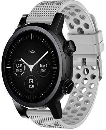 LvBu Armband Kompatibel Für Moto 360 3.gen, Sport Silikon Classic Ersatz Uhrenarmband Für Motorola Moto 360 3. Generation Smartwatch (grau)