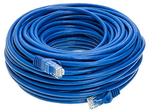 Cat6 40M Network Ethernet Patch Cable, 550Mhz Internet Wire, Compatible with PC, Laptop, Modem, Router, TVs, Printer Cord, Consoles for Home and Office, Blue