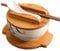 Meng Wei Shop Céramique Bol De Ramen Japonais avec Couvercle, Grand Bol De Soupe et Riz, Style Restaurant Chinois, Cuillère et Baguettes Incluses (Blanc, Taille B)