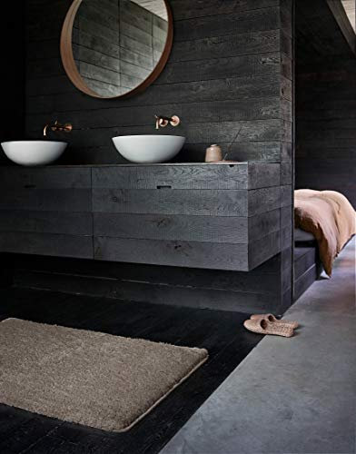 Wecon Home Basics Badteppich, Badematte, kuscheliger Flauschiger weicher Flor, rutschfest und waschbar, Joris (70 x 120 cm, Sand beige)