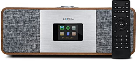 LEMEGA MSY3 Internet DAB/DAB+ Digital and FM Radio,Internet Radio WiFi with Spotify Connect and Bluetooth,Dual Alarms Clock,Sleep Timer,USB Charger,2.8 Colour Display,Remote Control – Walnut