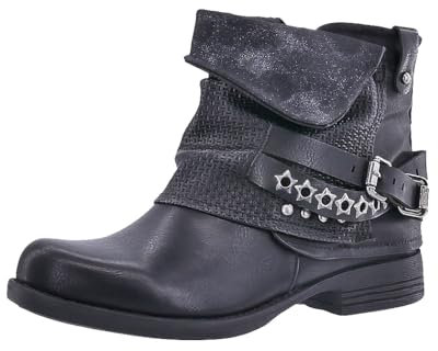 Elara Damen Biker Boots Nieten Stiefeletten Chunkyrayan 344 Black-42