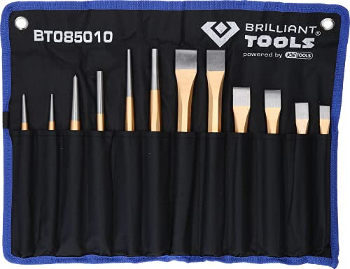BRILLIANT TOOLS BT085010 Jeu de burins et de chasses, 12 pcs [Powered by KS TOOLS]