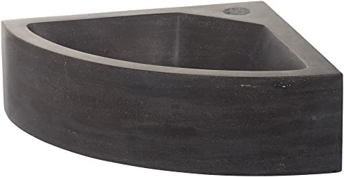 Ben EckWaschbecken 1 Hahnloch 30x30x10 cm - Hartstein Schwarz - Waschbecken für Unterschrank, Waschtisch für Gäste WC