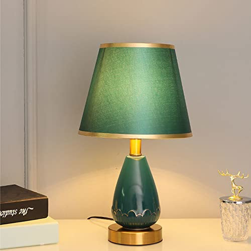Mengjay Tischlampen,Nachttischlampe,warme Tischlampe Keramik Leichter Körper Tuch Lampenschirm Schlafzimmer Wohnzimmer Tischlampe Beleuchtung und ArmaturenWeiß Tischleuchten E27. (B)