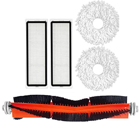 MODJUEGO Replacement Main Brush Filter Mop Cloth Bracket Rag for Dreame Bot W10/W10 Pro Sweeper Vacuum Cleaner Accessories (1pcs Main Brush + 2pcs Filter + 2pcs Mop Cloth)
