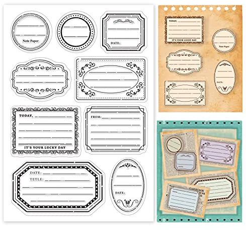 PandaHall Clear Label-Stempel Frame Silicone Clear Stamps Vintage Transparente Siegel Für DIY-Fotoalben Weihnachtskarten Scrapbooking Geschenkanhänger Und Andere Bastelprojekte