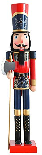 RENJIELI 35 Alto Grande Natale Schiaccianoci in Legno Re Soldato Ornamento Decorazione Natalizia Figure Giocattoli Burattino Decorazioni per la Casa (Size : Soldier with Axe) Little Surprise