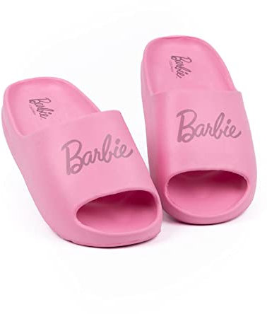 Barbie Slider Damen | Frauen Pink Iconic Doll Logo Sandalen | Beachwear Bademode Sommer Schuhe