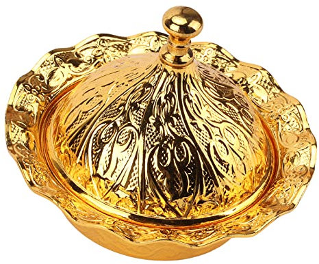 Bol à bonbons, sucrier en relief floral doré avec couvercle servant des plats pot à bonbons pour bar d'hôtel de mariage