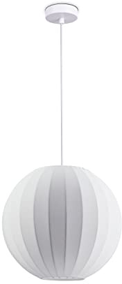 Paco Home Hängelampe Pendellampe Pendelleuchte Wohnzimmer Schlafzimmer Esszimmer Modern Lampenschirm Nylon Uni E27, Lampenart:Pendelleuchte - Typ 3, Farbe:Weiß