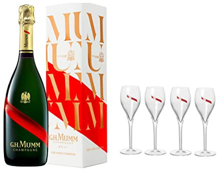 Champagne Brut G.H. Mumm Grand Cordon Magnum 1,5 Litri Astucciato + 4 Flutès Firmati