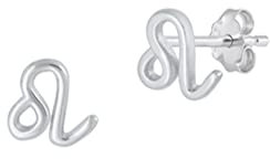 Ohrstecker Ohrringe Sternzeichen Löwe Silber 925 Sterling als Ohrschmuck mit kleiner Schmuckbox - 7K - Schmuck Geschenke für Damen, Mädchen, Jungen, Kinder und Herren