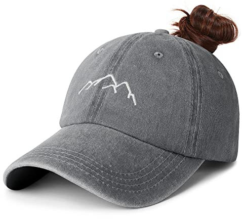 Hebenie Damen Pferdeschwanz-Baseballkappe – Vintage Baumwolle, verstellbar, Bestickt, violett, für Outdoor & Reisen