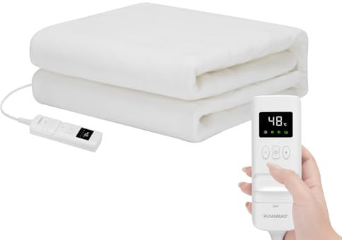 Taliyah Wärmeunterbett, 18-48℃ Temperaturstufen Wärmedecke Elektrisch Schnelles Aufheizen,4/8/12H Abschaltautomatik Wärmedecke, Überhitzungsschutz Waschbar Heizdecke Weiß(150×80cm)