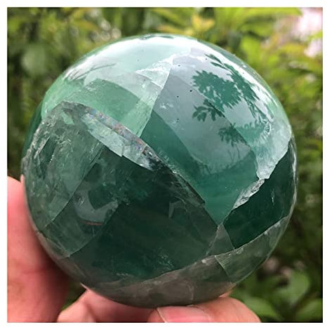 FUERLI Sehr schöne natürliche grüne Fluorit-Kugel, Reiki-Raumdekoration, Heimdekoration, Aquarium-Einrichtung Kristalldekoration (Size : 80-85mm)