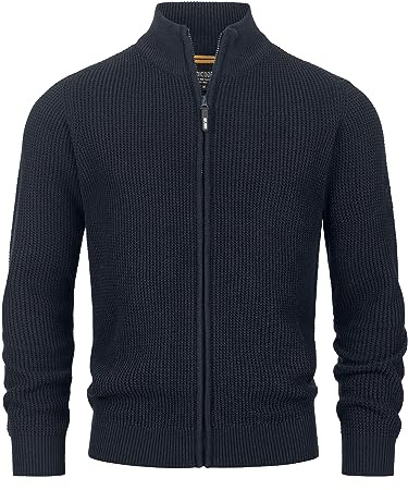 Indicode Herren INLayton Strickjacke mit Stehkragen und Reißverschluss | Klassischer Cardigan mit Stehkragen und Reißverschluss, Strickjacke, Herrenjacke, Freizeitjacke, Strickoberteil für Männer