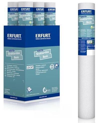Erfurt Strukturvlies Basic 400 überstreichbare Vliestapete weiß mit Struktur 6 Rollen 10,05 x 0,53m
