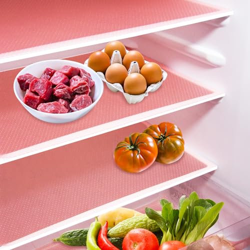 Daixers 10Pcs Refrigerator Liners, Washable Fridge Liner Shelf Mats Refrigerator Pads for Cupboard Cabinet Drawer Home Kitchen Accessories Organization (Pink)