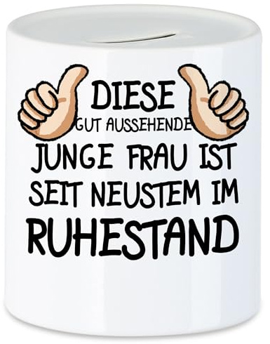 Hey!Print Rentnerin Spardose Rente Lustig Spruch Ruhestand Rentner Pension