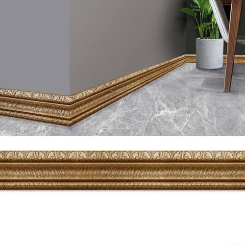Zoegneer Selbstklebende Wandverkleidung, Sockelleiste, Bordüre, Dekor-Aufkleber, wasserdicht, Spiegelbordüren, Wanddekoration für Zuhause (schwarzbraunes Holz)