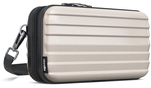 stardis unibag Crossbody Umhängetasche Schultergurt Reißverschluss Mini-Koffer wasserabweisend Handtasche Kosmetiktasche Hardcase zum Umhängen Kofferform Hartschale warm gray