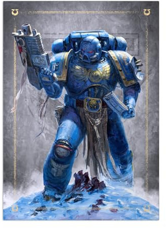 Displate Warhammer Metalposter Magnetische Befestigung Offiziell Lizenziert Bilderr Geschenke Ultramarine Battle Brother Poster 67,5x48cm