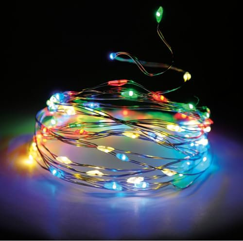 MIK funshopping LED Micro Draht-Lichterkette mit Timerfunktion, Batteriebetrieb, Vielseitige Beleuchtung, Filigran und Flexibel (40 LED, mehrfarbig)